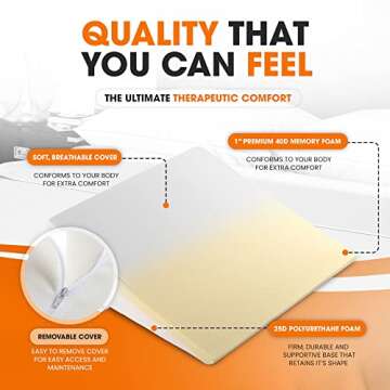 Cheer Collection Premium Memory Foam Bed Wedge Pillow for Acid Reflux, Sleeping Gentle Incline Cushion for Support of Head and Back - 25" x 25" x 6.5", White