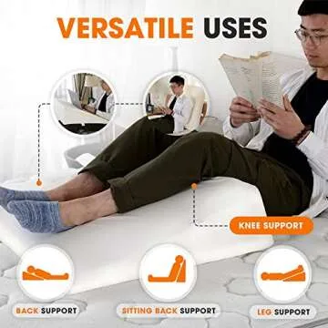 Cheer Collection Premium Memory Foam Bed Wedge Pillow for Acid Reflux, Sleeping Gentle Incline Cushion for Support of Head and Back - 25" x 25" x 6.5", White