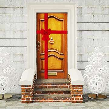 WILLBOND Christmas Cabinet Door Ribbon Bow Large Red Bow Christmas Wreath Bow Christmas Tree Bow Festival Wrapping Decorations for Christmas Tree Fireplace Home Front Door Party Supplies (1 Piece)