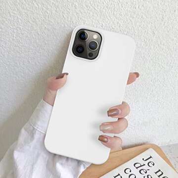 DEENAKIN Compatible with iPhone 12 Pro Max Case with Screen Protector,Soft Silicone Gel Rubber Bumper Cover,Slim Fit Shockproof Protective Phone Cover White