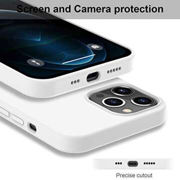 DEENAKIN Compatible with iPhone 12 Pro Max Case with Screen Protector,Soft Silicone Gel Rubber Bumper Cover,Slim Fit Shockproof Protective Phone Cover White