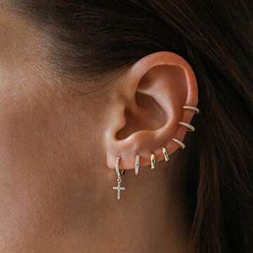 Elegant Cross Earrings for Women Huggie Hoop