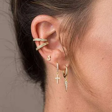 Elegant Cross Earrings for Women Huggie Hoop