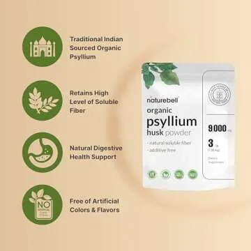NatureBell Organic Psyllium Husk Powder 3 Lbs - Keto Friendly Fiber