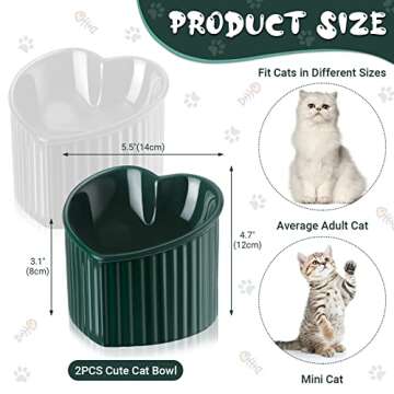 Mumufy 2 Pcs Ceramic Elevated Cat Bowls Tilted Elevated Raised Pet Bowls Anti Vomit Cat Dish for Ind...
