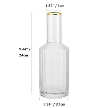 Glasseam Glass Vase for Flowers, Clear Small Flower Vase for Decor, Modern Decorative Bud Vases Bottle Shaped for Rustic Home Living Room Decorations Wedding Table Centerpieces, 9.44" Tall