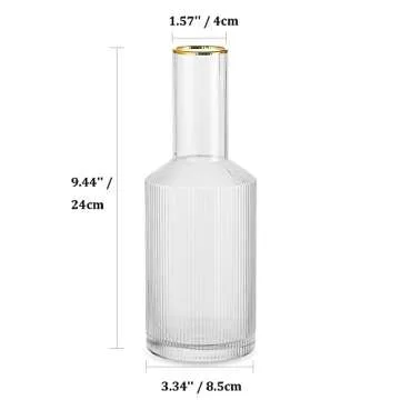 Glasseam Glass Vase for Flowers, Clear Small Flower Vase for Decor, Modern Decorative Bud Vases Bottle Shaped for Rustic Home Living Room Decorations Wedding Table Centerpieces, 9.44" Tall