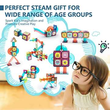 LTKFFFdp Magnetic Building Blocks STEM Educational Toys for Kids Ages 4-12, Ball Track and 3D Stacking Construction Set