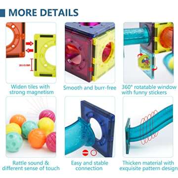 LTKFFFdp Magnetic Building Blocks STEM Educational Toys for Kids Ages 4-12, Ball Track and 3D Stacking Construction Set