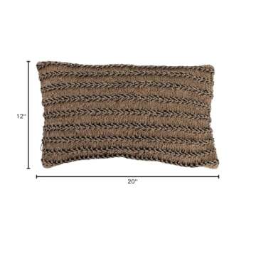 Hand-Woven Jute and Cotton Macramé Lumbar Pillow