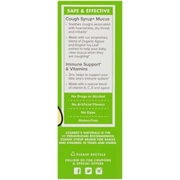 Zarbee's Naturals Baby Immune Support & Vitamins & Baby Cough Syrup + Mucus, Natural Flavors, 2 Fl Oz, Pack of 2