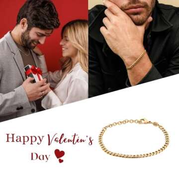 Galis Mens Bracelet - Cuban Link Chain For Men Gold Plated Over Premium Stainless Steel, This Silver...