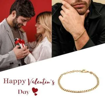 Galis Mens Bracelet - Gold Plated Cuban Link Chain, Perfect Gift for Men 7" Long