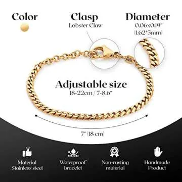 Stylish Galis Mens Bracelet Gold Plated Cuban Link Chain