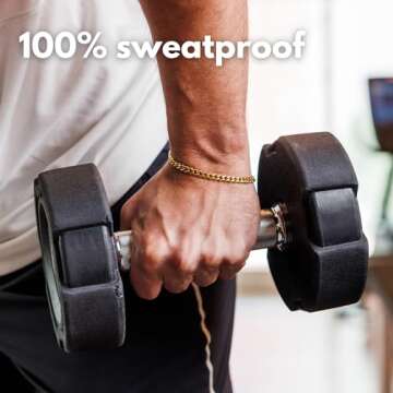 Galis Mens Bracelet - Cuban Link Chain For Men Gold Plated Over Premium Stainless Steel, This Silver Cuban Link Chain is THE gift for your man in life, Gold Bracelet For Men 7" long and 5mm thick