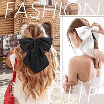 Elegant 2Pcs Big Satin Hair Bows for Women and Girls