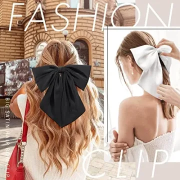 Elegant 2Pcs Big Satin Hair Bows for Women and Girls