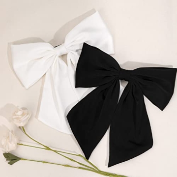 Elegant 2Pcs Big Satin Hair Bows for Women and Girls