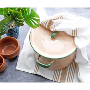 Beige Kitchen Towels 100% Cotton Pack of 6 Highly Absorbent Quick Drying Super Soft Premium Dish Tow...