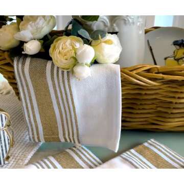 Beige Kitchen Towels 100% Cotton Pack of 6 Soft Absorbent Dish Towels