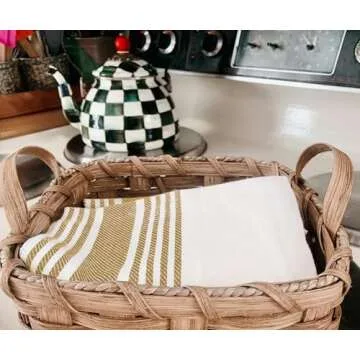 Beige Kitchen Towels 100% Cotton Pack of 6 Soft Absorbent Dish Towels