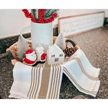 Beige Kitchen Towels 100% Cotton Pack of 6 Soft Absorbent Dish Towels