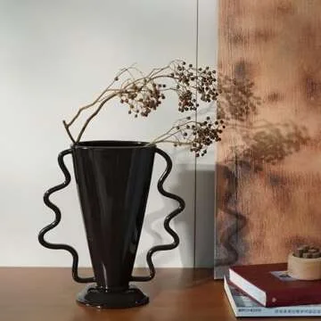 Wild Works Brown Rotary Vase, 9.85” Tall Vintage Decor Vases Medieval Flower Vessel Living Room Entrance Personalized Simple Wabi Sabi Decorative Ornament Ceramic Ornament