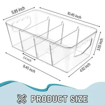 SPACEKEEPER Pantry Organization and Storage Bins 8 Pack Clear Storage Organizer Bins with Removable ...