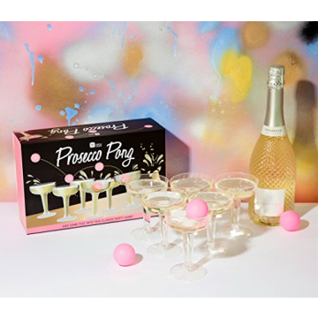 Talking Tables Prosecco Pong Drinking Party Game Includes Balls | Games for Bachelorette Party, Girls Night, Birthday, Bridal Shower, NYE, Christmas, 12 Glasses