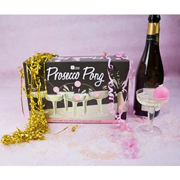 Talking Tables Prosecco Pong Drinking Party Game Includes Balls | Games for Bachelorette Party, Girls Night, Birthday, Bridal Shower, NYE, Christmas, 12 Glasses