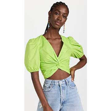 English Factory Women's Twist Detail Top, Green, S