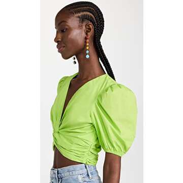 English Factory Women's Twist Detail Top, Green, S