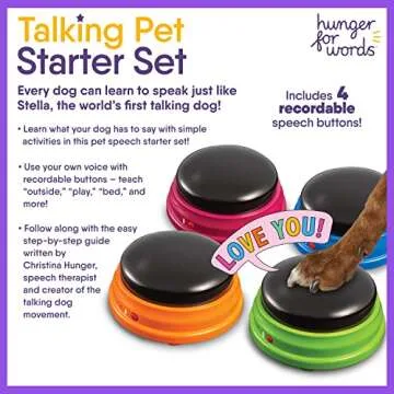 Hunger for Words Talking Buttons Starter Set - Recordable Buttons to Teach Your Dog to Communicate, Dog Training Games