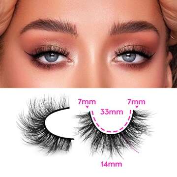 JIMIRE Faux Mink Lashes Wispy 14MM C-D Curl - 5 Pairs Pack for Natural Look