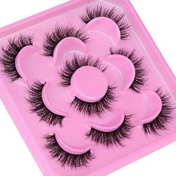 JIMIRE Faux Mink Lashes - Wispy, Lightweight 5 Pairs
