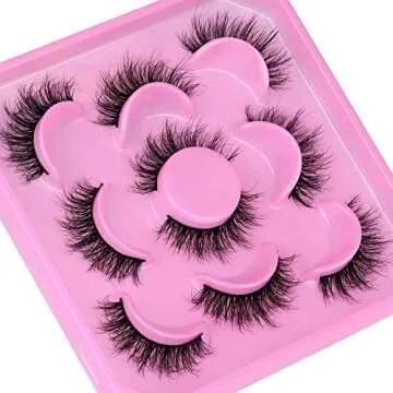 JIMIRE Faux Mink Lashes - Wispy, Lightweight 5 Pairs