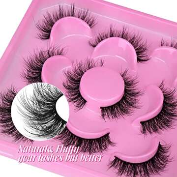 JIMIRE Faux Mink Lashes - Wispy, Lightweight 5 Pairs