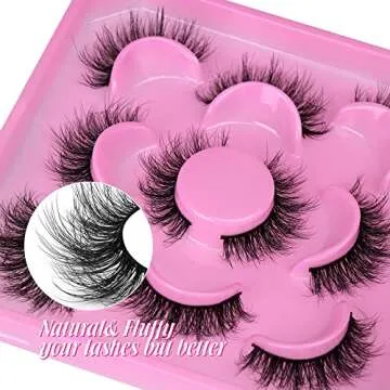 JIMIRE Faux Mink Lashes - Wispy, Lightweight 5 Pairs