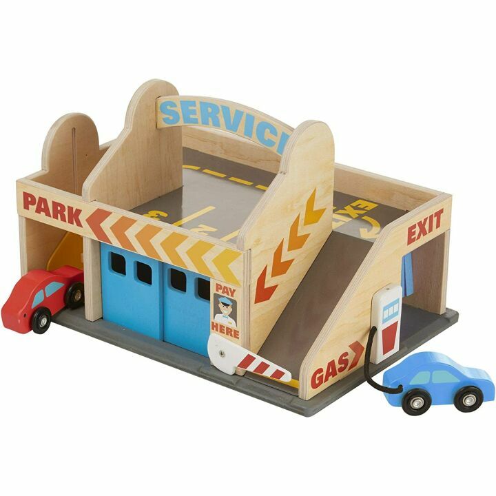 Melissa & Doug Parking Garage with Wooden Cars