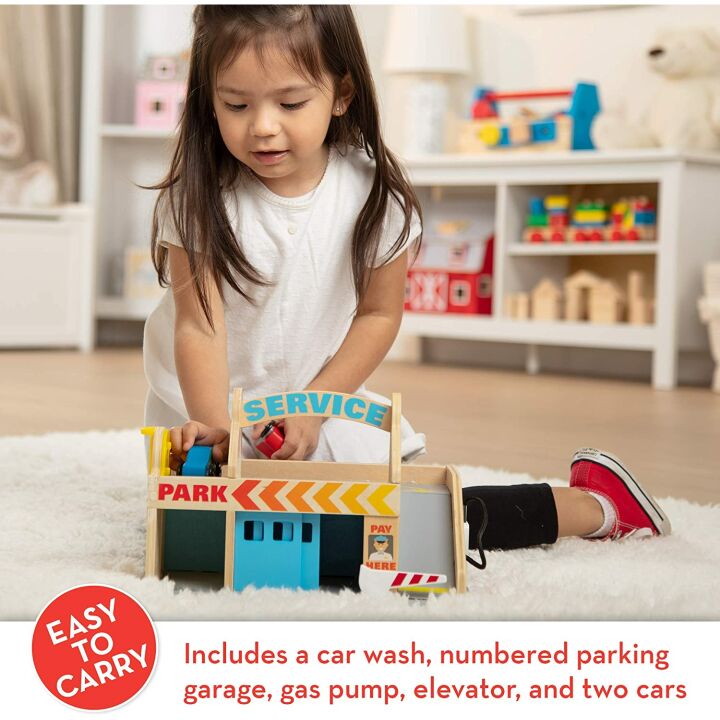 Melissa & Doug Parking Garage with Wooden Cars