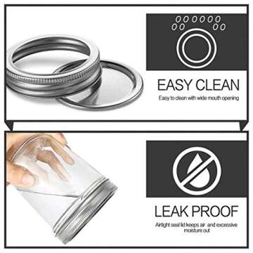 KAMOTA Wide Mouth Mason Jars 10 oz, 10oz Mason Jars Canning Jars Jelly Jars With Wide Mouth Lids and Bands, Ideal for Jam, Honey, Wedding Favors, Shower Favors, Baby Foods, 6 PACK