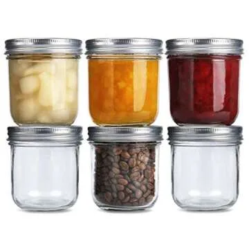 KAMOTA Wide Mouth Mason Jars 10 oz, 10oz Mason Jars Canning Jars Jelly Jars With Wide Mouth Lids and Bands, Ideal for Jam, Honey, Wedding Favors, Shower Favors, Baby Foods, 6 PACK