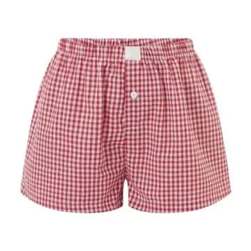 Women Y2K Pajamas Cute Elastic Waist Plaid Lounge Shorts