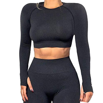 KIWI RATA Long Sleeve Crop Top for Stylish Workouts