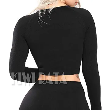KIWI RATA Long Sleeve Crop Top for Stylish Workouts