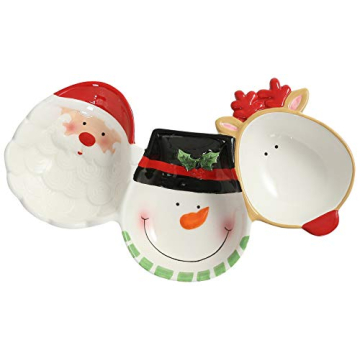 Vibrant Christmas Ceramic 3-Section Server for Parties
