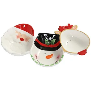 Vibrant Christmas Ceramic 3-Section Server for Parties