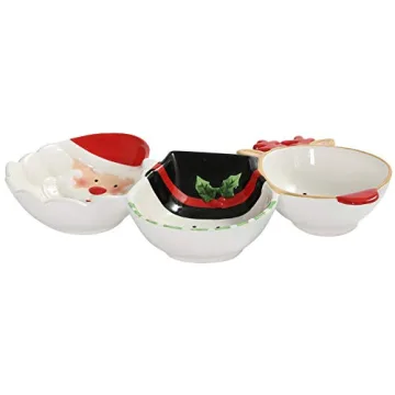 Vibrant Christmas Ceramic 3-Section Server for Parties