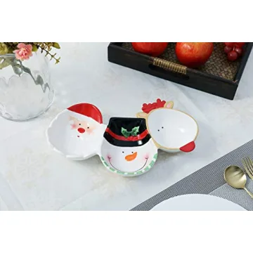 Vibrant Christmas Ceramic 3-Section Server for Parties