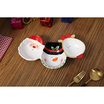Vibrant Christmas Ceramic 3-Section Server for Parties